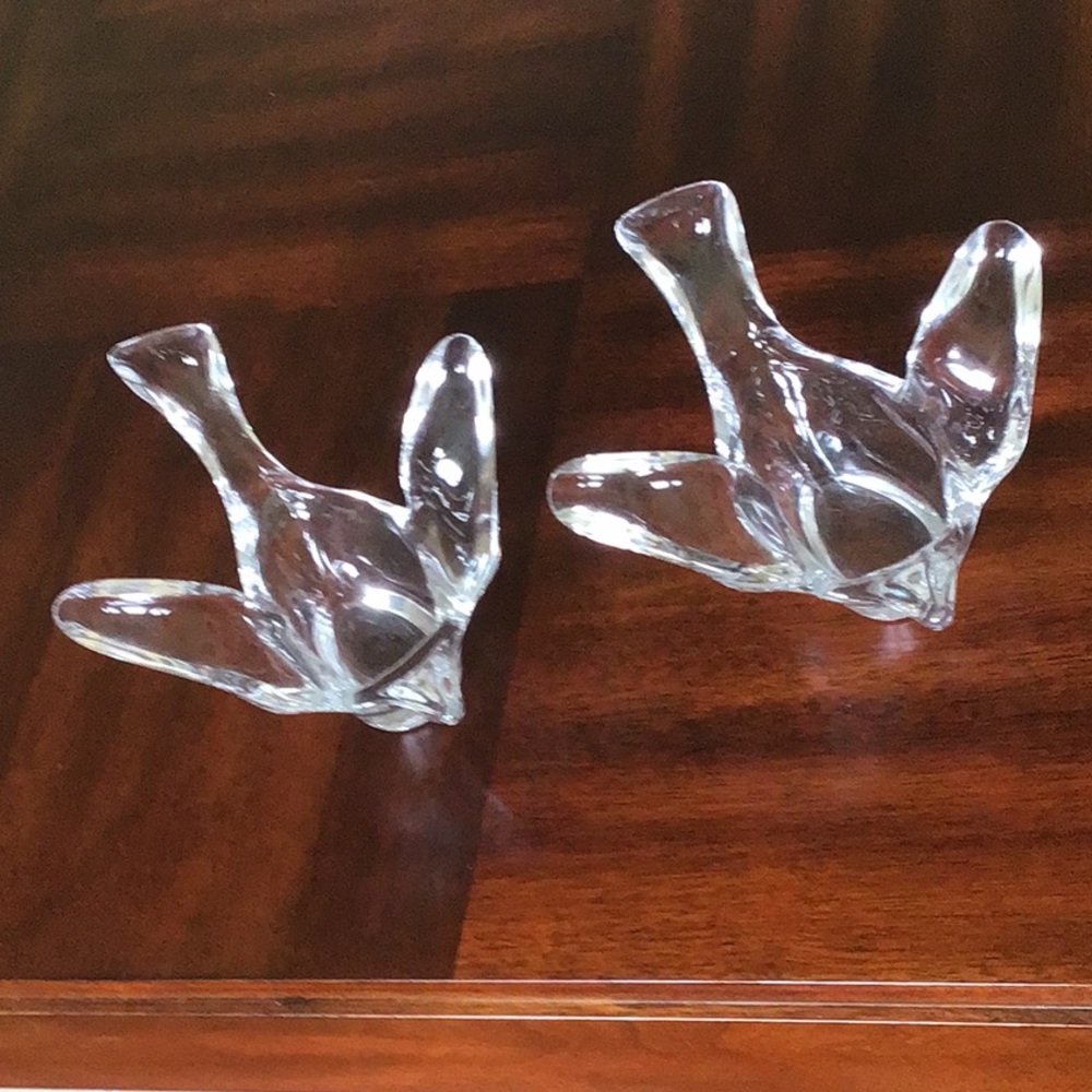 Princess House Lead Crystal Bird Trinket, Candy Dish Lot of 2